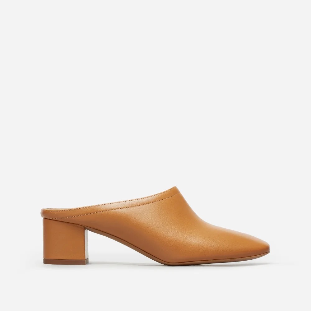 Everlane The Day Heel Mule In Cognac